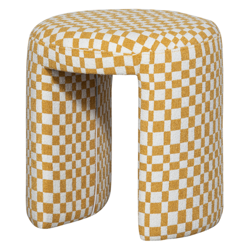 CHARLIE UPHOLSTERED STOOL CHECKERED PATTERN YELLOW
