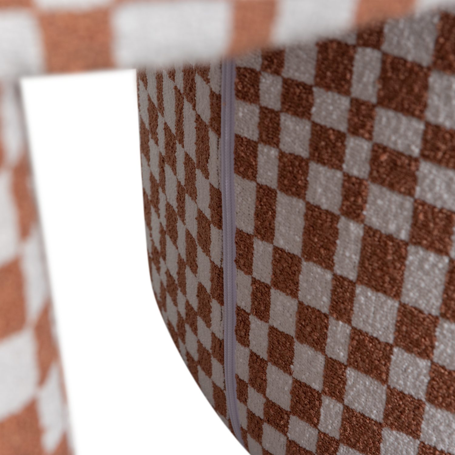 CHARLIE UPHOLSTERED STOOL CHECKERED PATTERN ORANGE