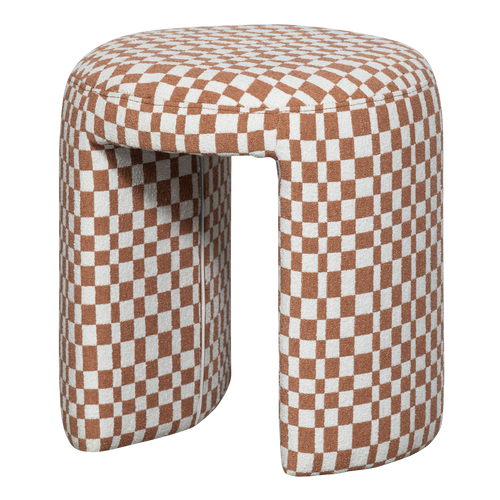 CHARLIE UPHOLSTERED STOOL CHECKERED PATTERN ORANGE