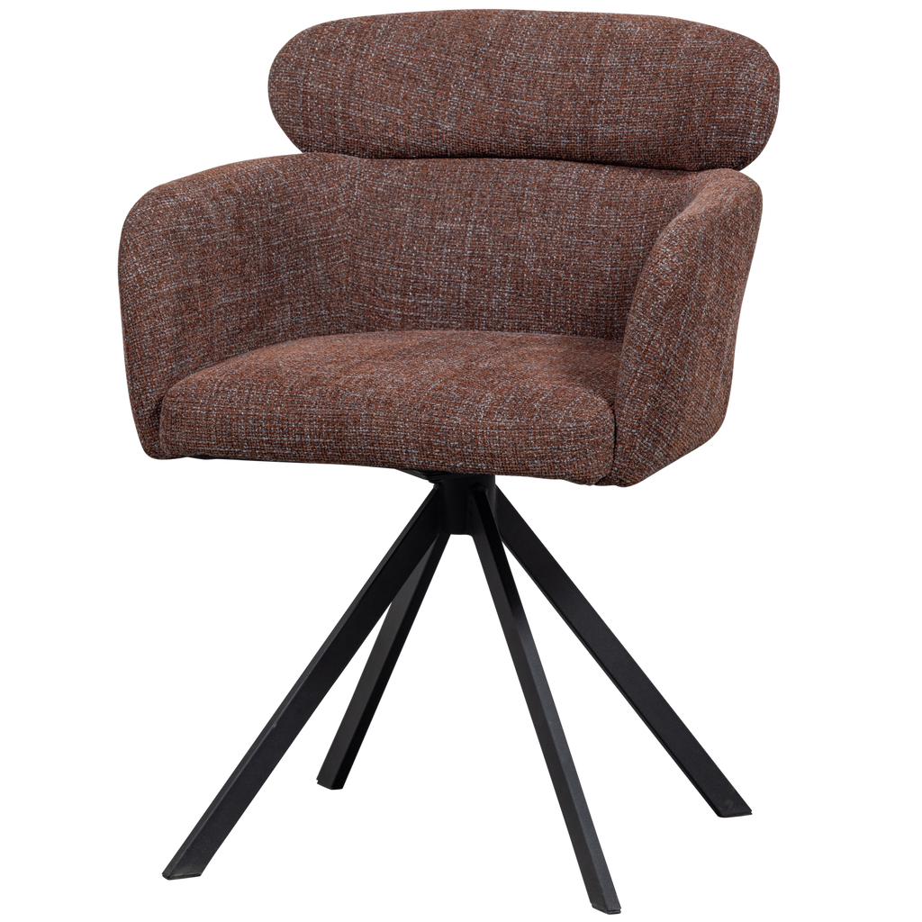FENNE SWIVEL DINING CHAIR WOVEN FABRIC CHESTNUT BROWN