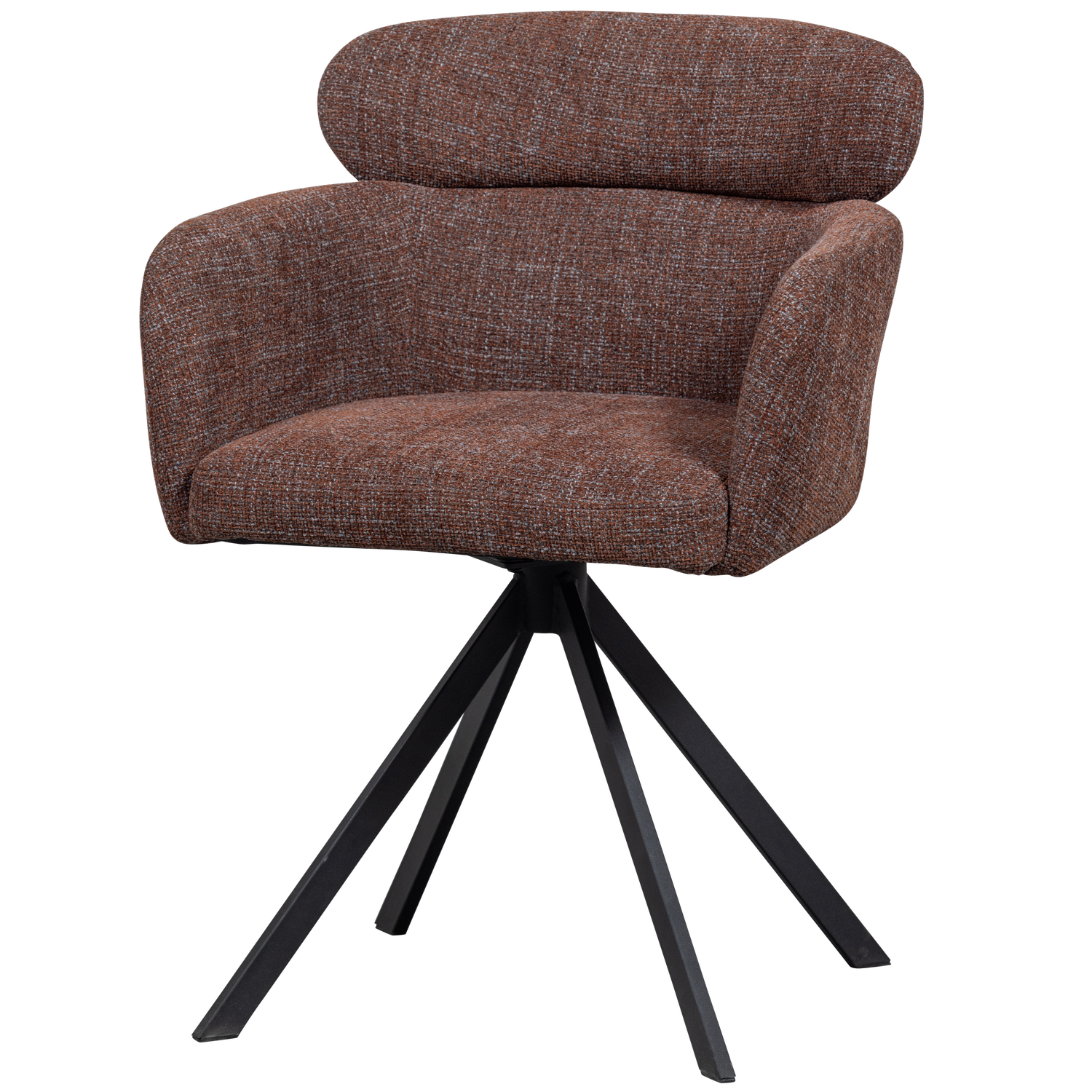 FENNE SWIVEL DINING CHAIR WOVEN FABRIC CHESTNUT BROWN