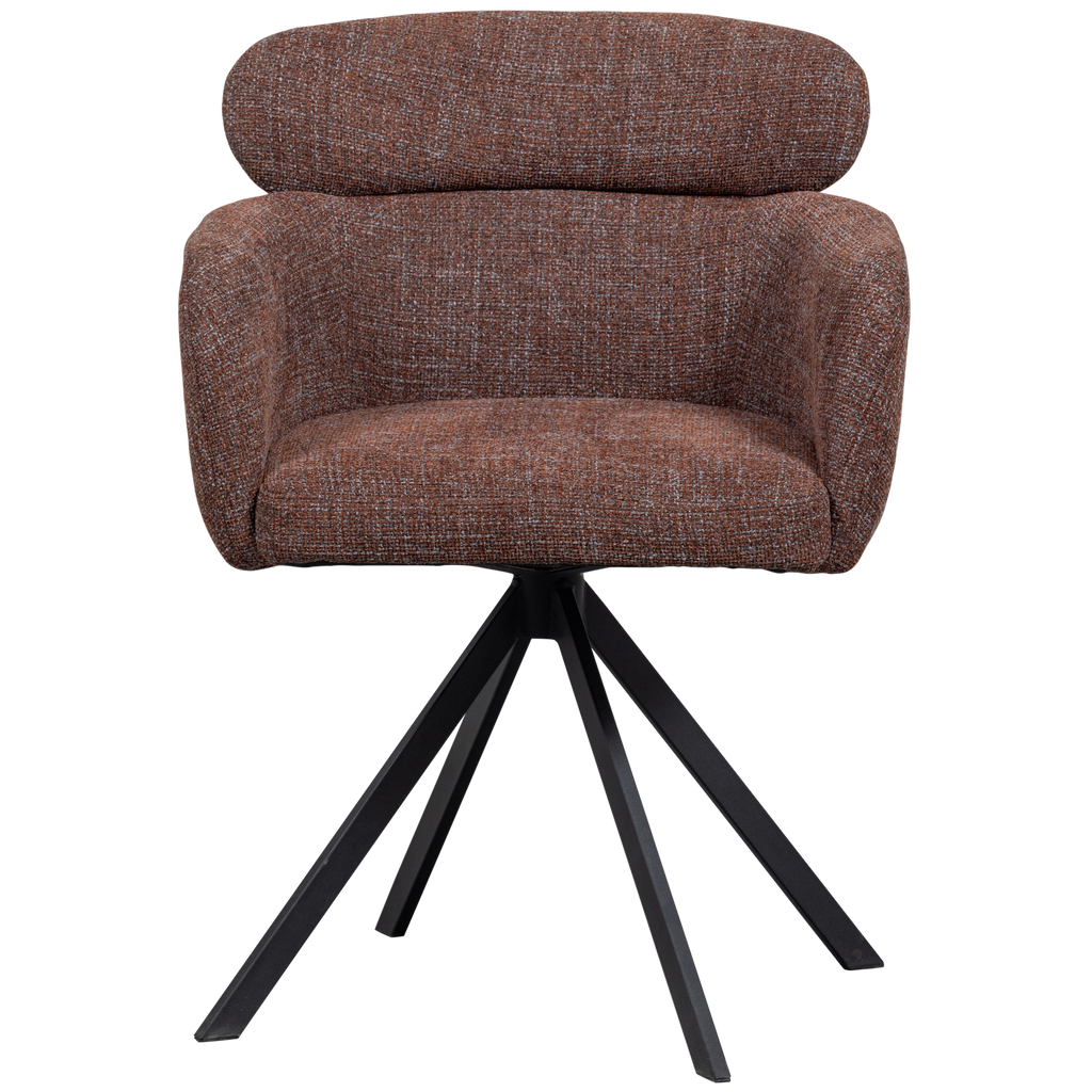 FENNE SWIVEL DINING CHAIR WOVEN FABRIC CHESTNUT BROWN