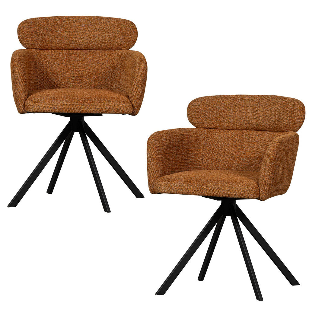 FENNE SWIVEL DINING CHAIR WOVEN FABRIC GINGER