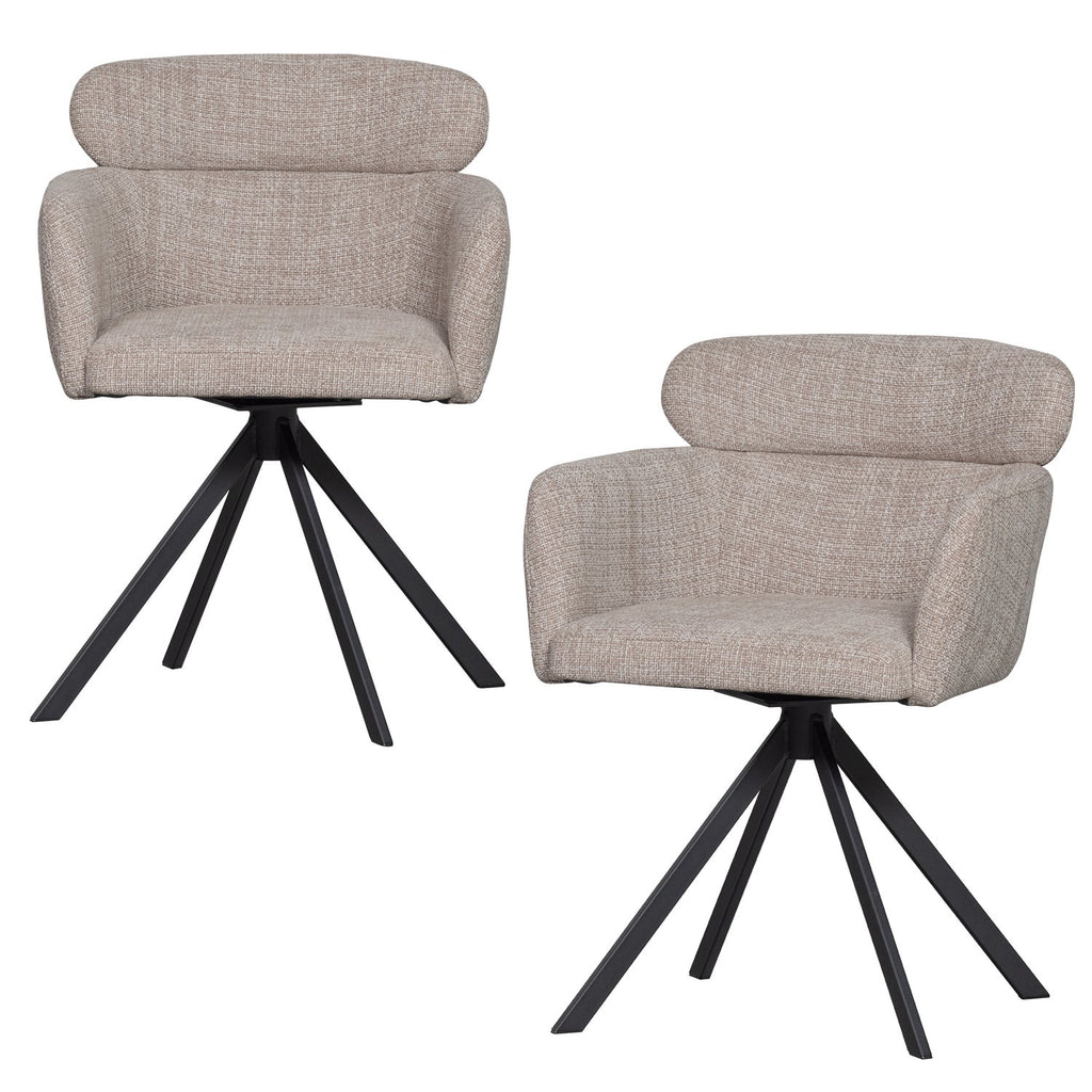 FENNE SWIVEL DINING CHAIR WOVEN FABRIC NATURAL
