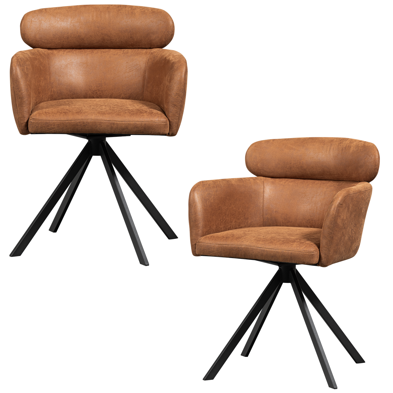 FENNE SWIVEL DINING CHAIR LEATHER LOOK COGNAC