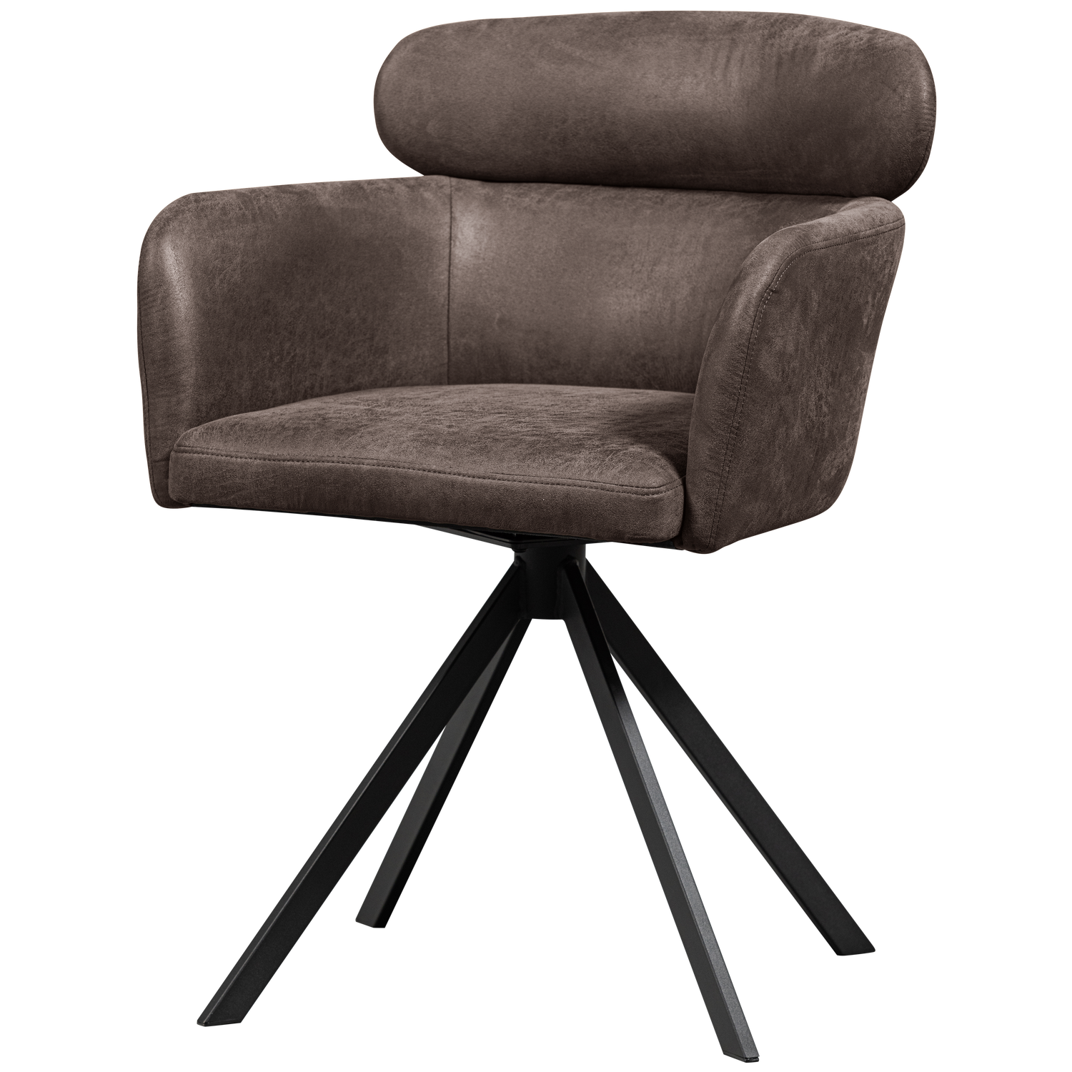 FENNE SWIVEL DINING CHAIR LEATHER LOOK BLACK/GREY