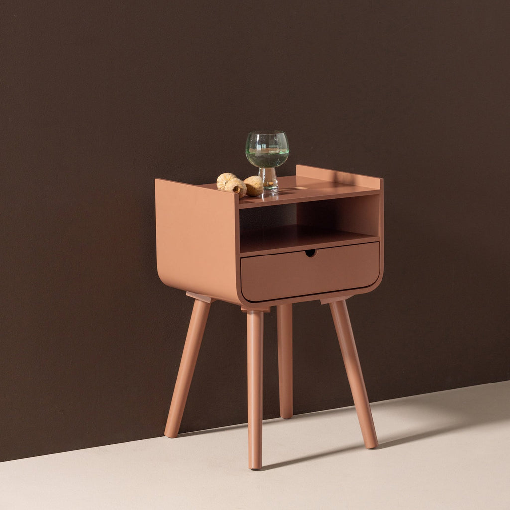 NILS NIGHTSTAND/SIDE TABLE WOOD OLD PINK [fsc]