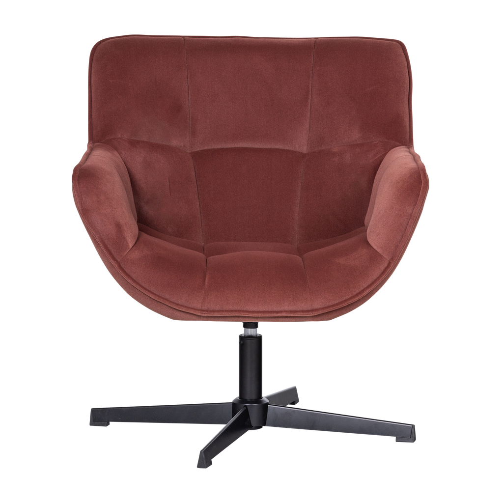 WIBO SWIVEL ARMCHAIR MATT VELVET BROWN/RED [fsc]