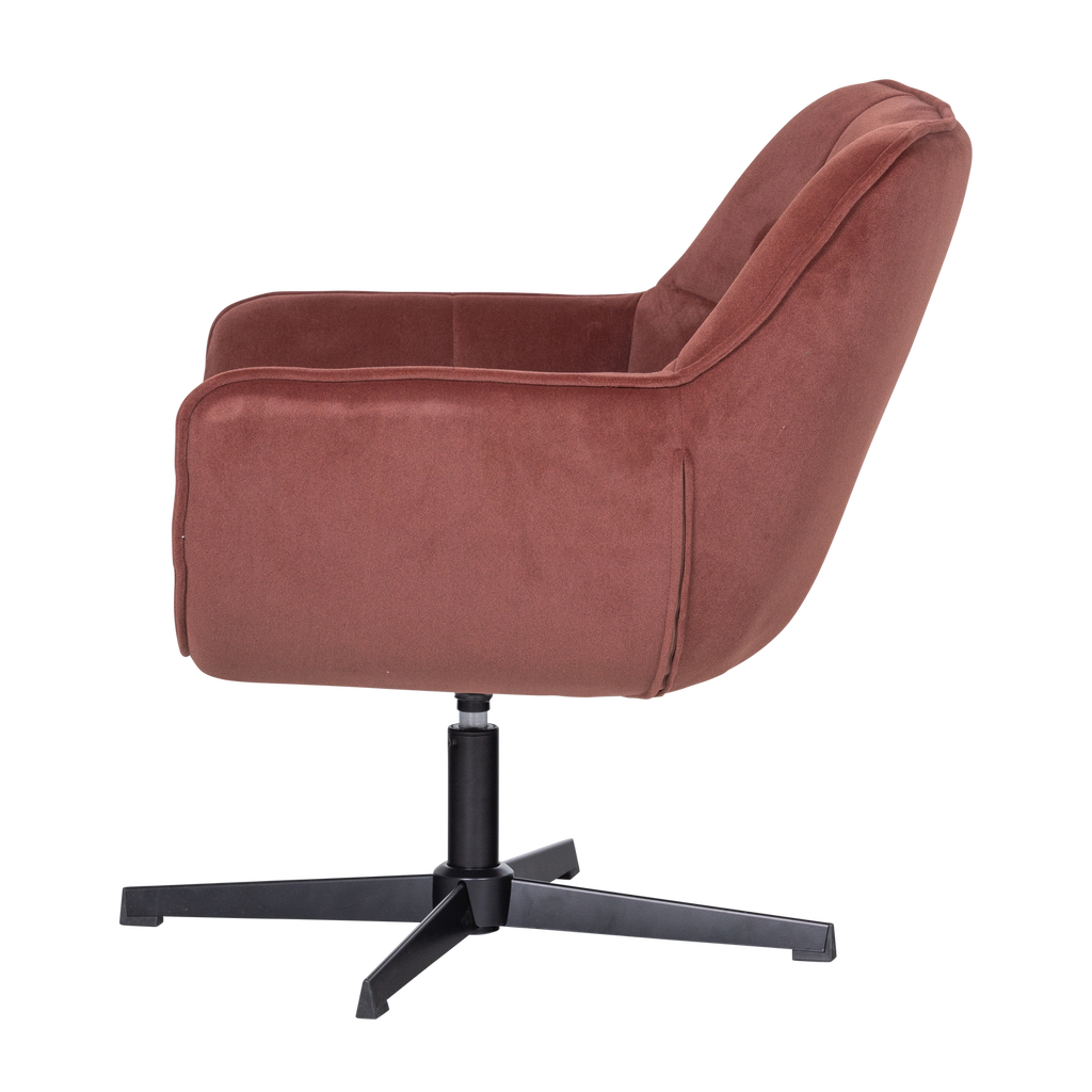 WIBO SWIVEL ARMCHAIR MATT VELVET BROWN/RED [fsc]