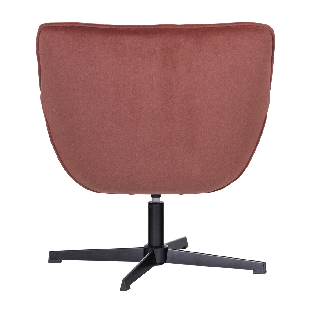WIBO SWIVEL ARMCHAIR MATT VELVET BROWN/RED [fsc]
