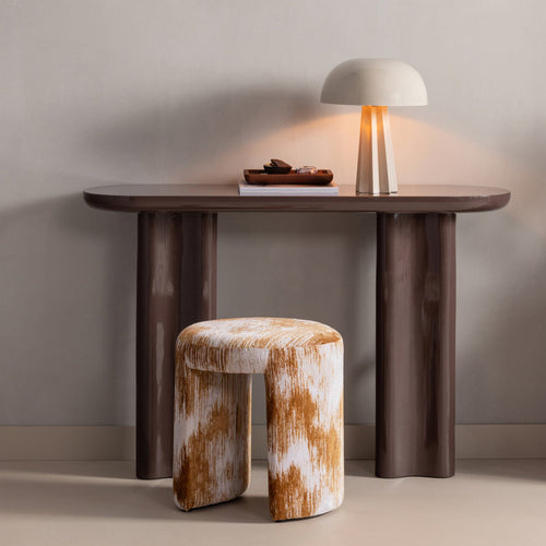 CHARLIE UPHOLSTERED STOOL STRUCTURED CARAMEL BROWN [fsc]