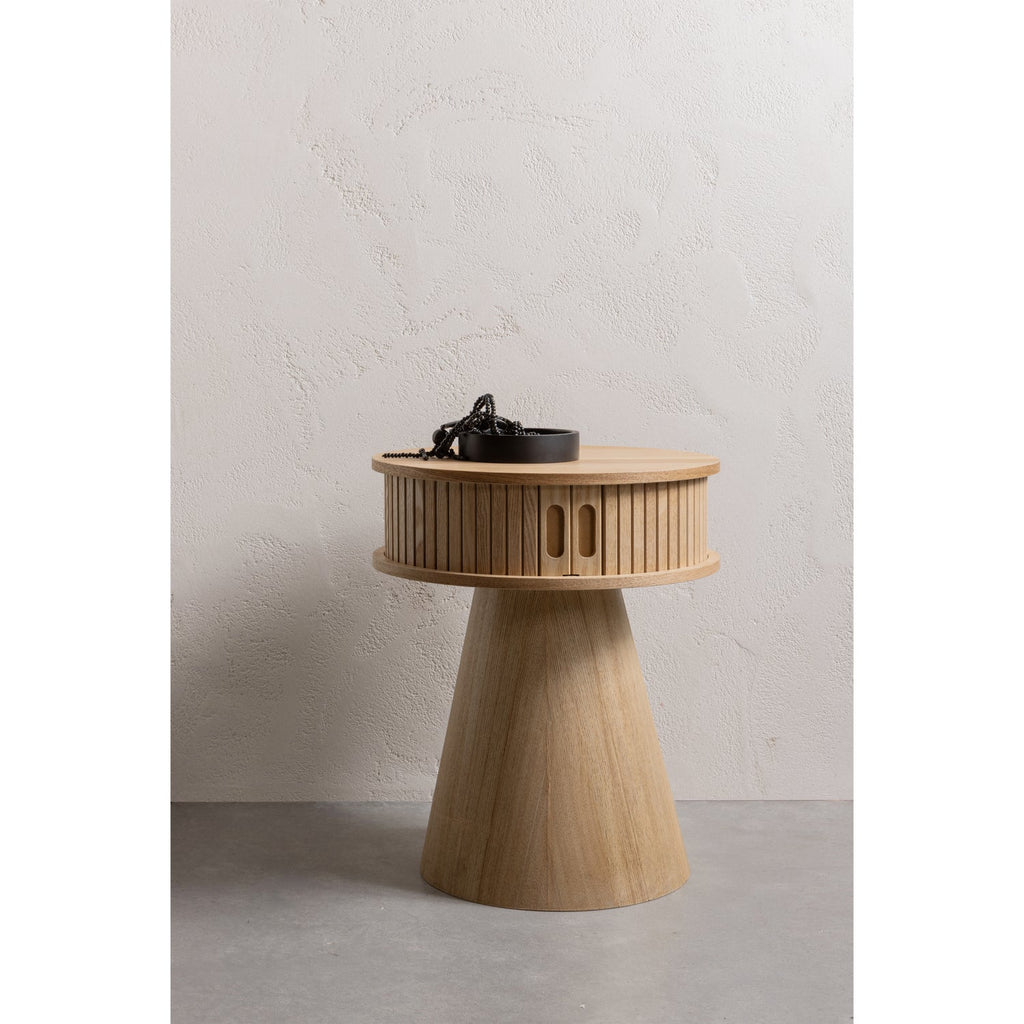 KARRI NIGHTSTAND ROUND MDF/PINE NATURAL