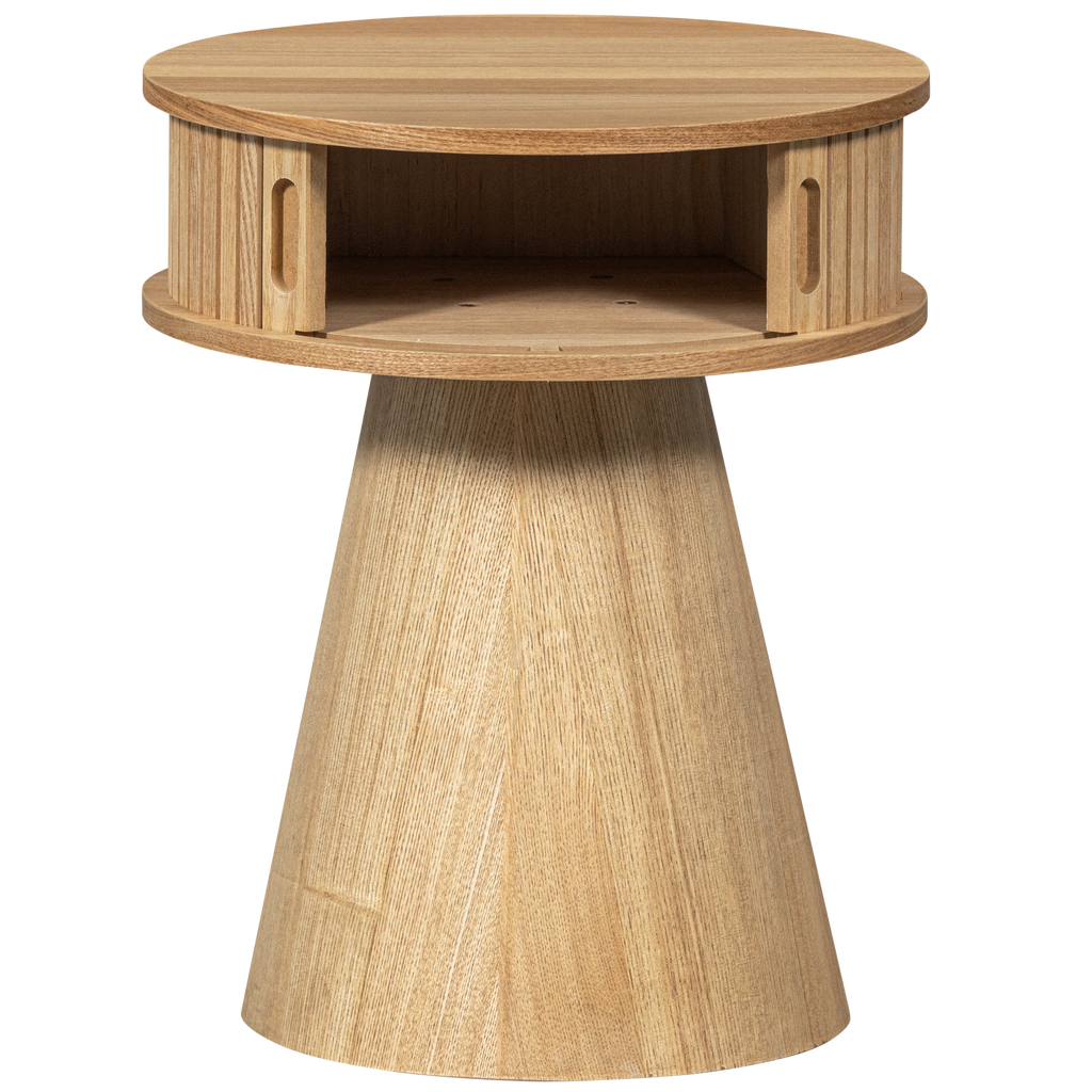 KARRI NIGHTSTAND ROUND MDF/PINE NATURAL