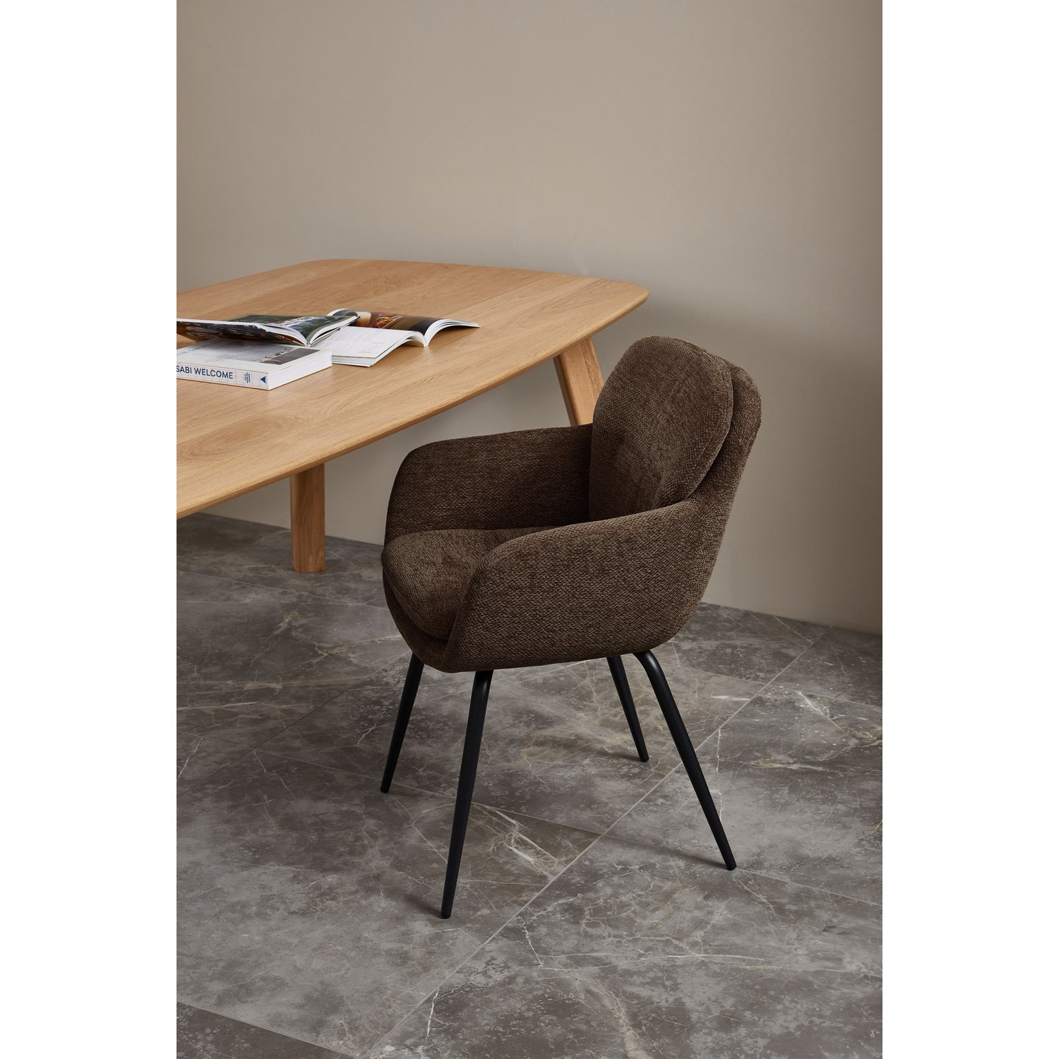RUNA DINING CHAIR CHENILLE WARM BROWN