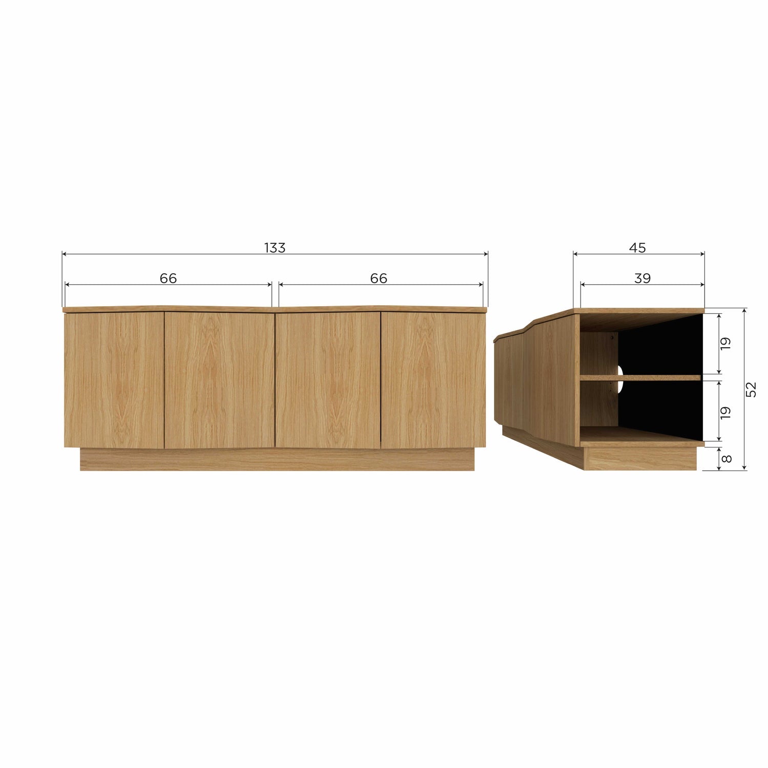 ZUMA TV UNIT 133 CM OAK VENEER TRANSPARANT [fsc]