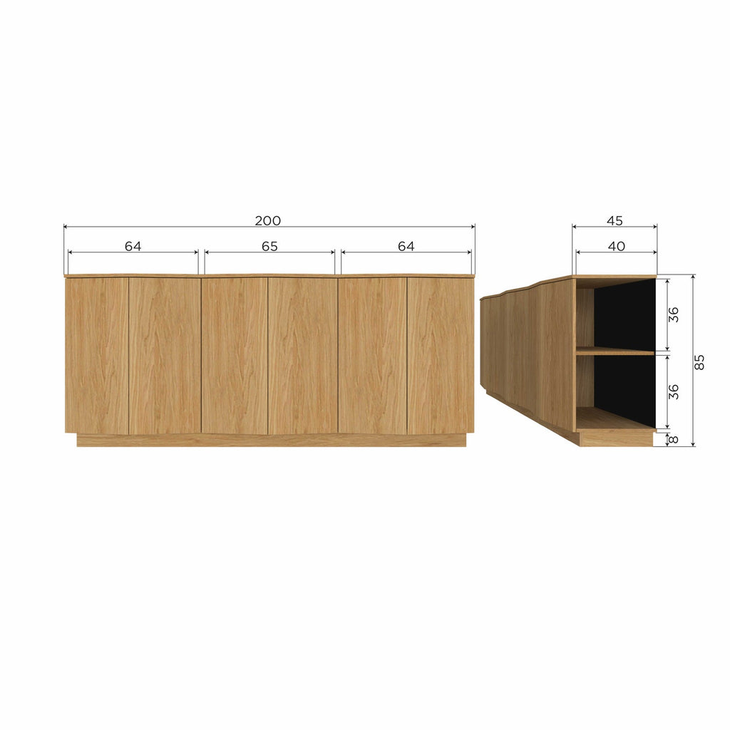 ZUMA SIDEBOARD 200 CM OAK VENEER TRANSPARANT [fsc]