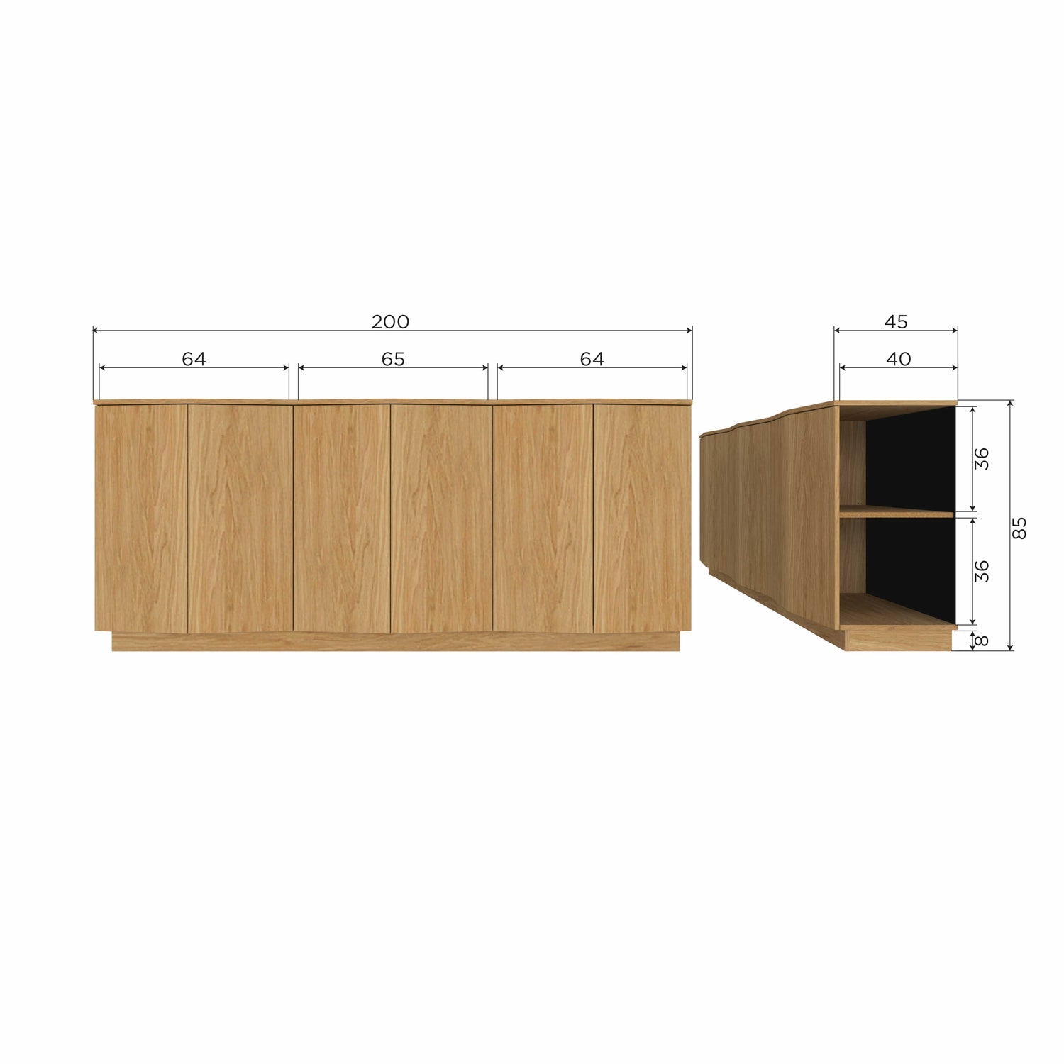 ZUMA SIDEBOARD 200 CM OAK VENEER TRANSPARANT [fsc]