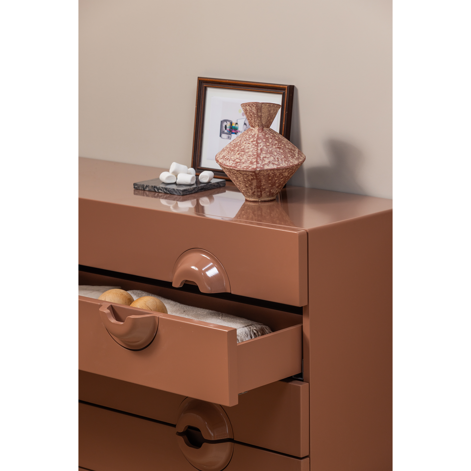 MERGE CABINET WITH DRAWERS EUCALYPTUS WOOD OLD PINK