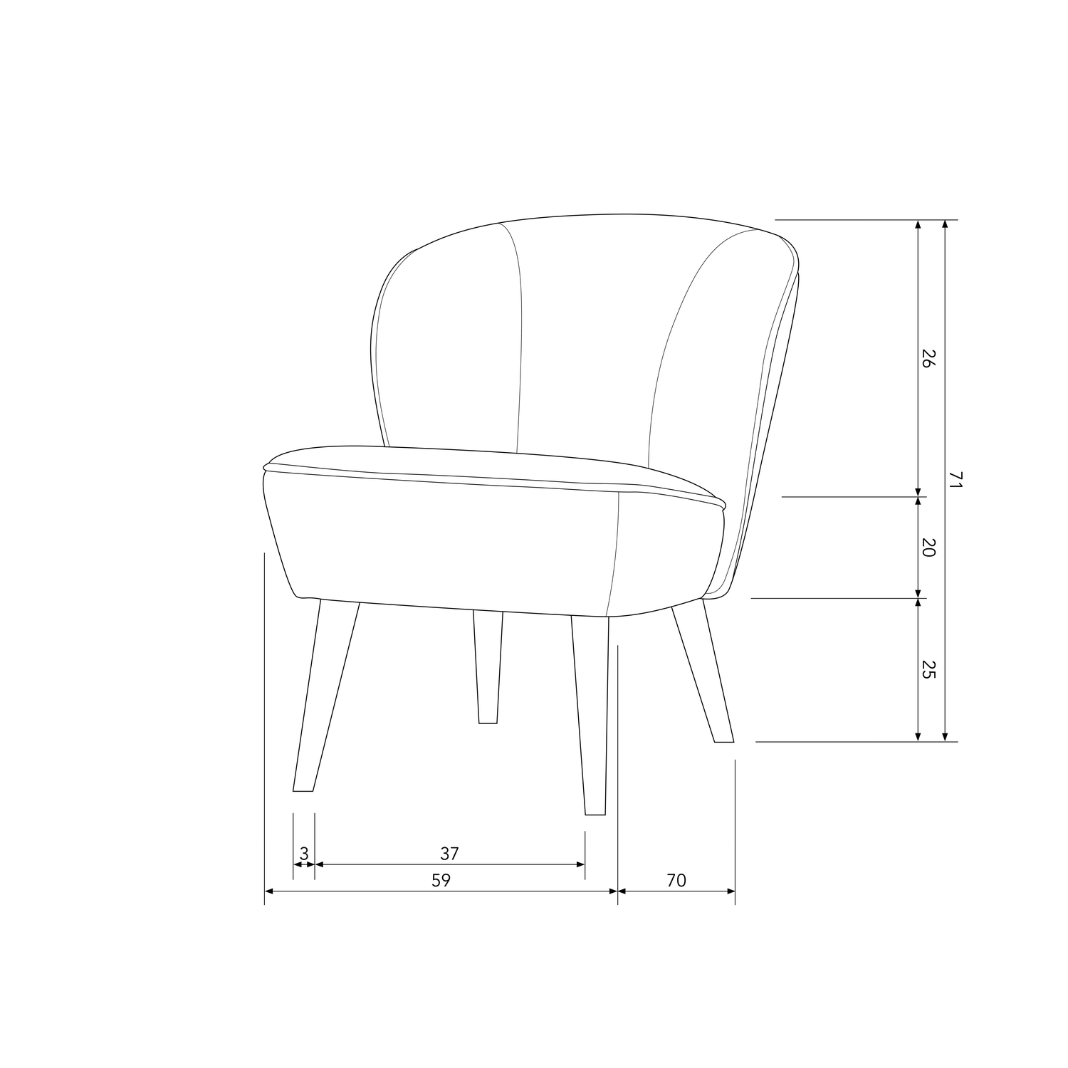 SARA ARMCHAIR VELVET KHAKI