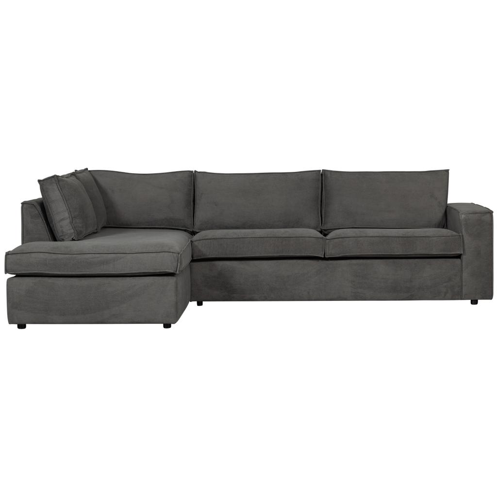 THOMAS CORNER SOFA RIB FABRIC LEFT DARK GREY