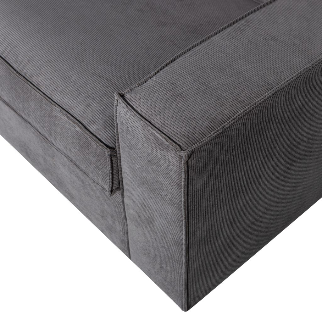 THOMAS CORNER SOFA RIB FABRIC LEFT DARK GREY