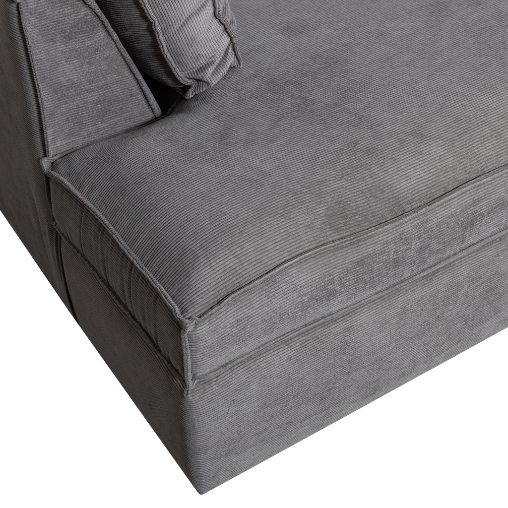 THOMAS CORNER SOFA RIB FABRIC LEFT DARK GREY
