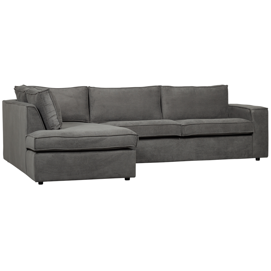 THOMAS CORNER SOFA RIB FABRIC LEFT DARK GREY