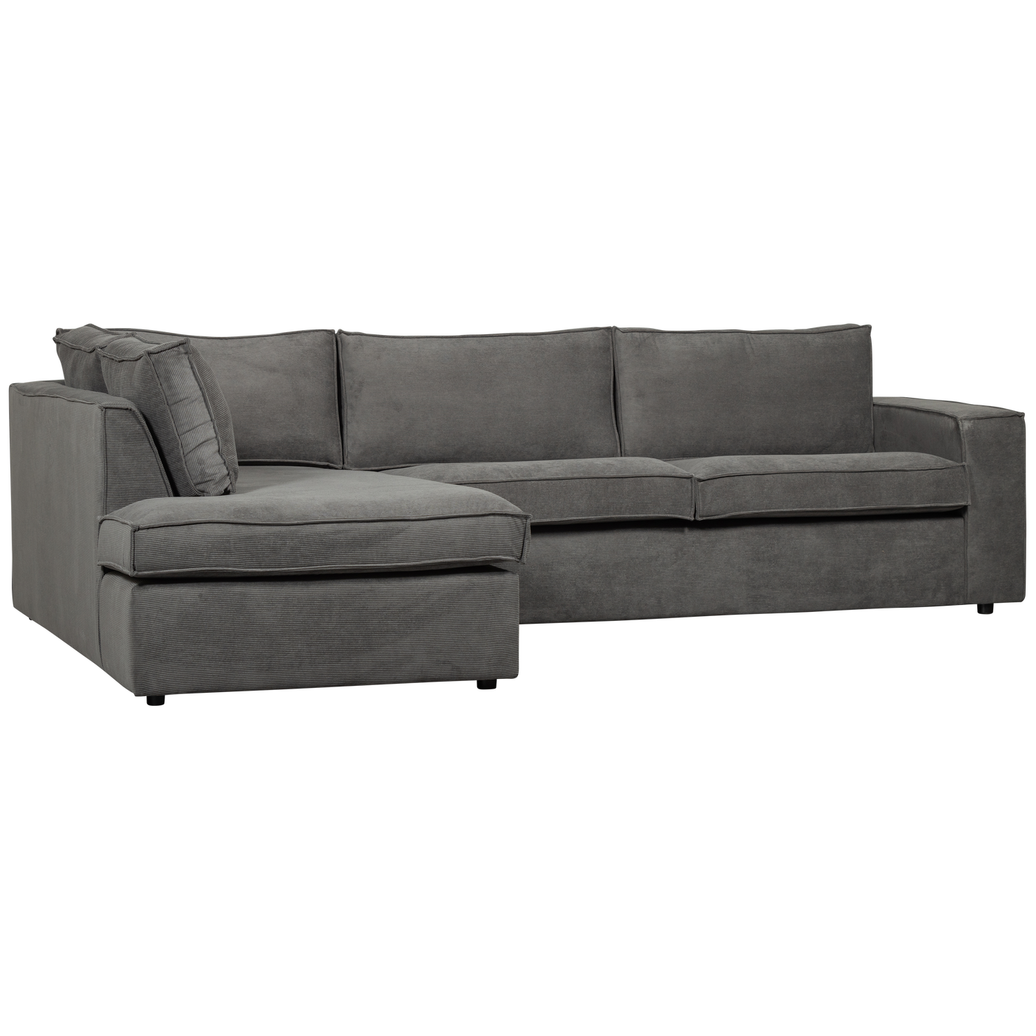 THOMAS CORNER SOFA RIB FABRIC LEFT DARK GREY
