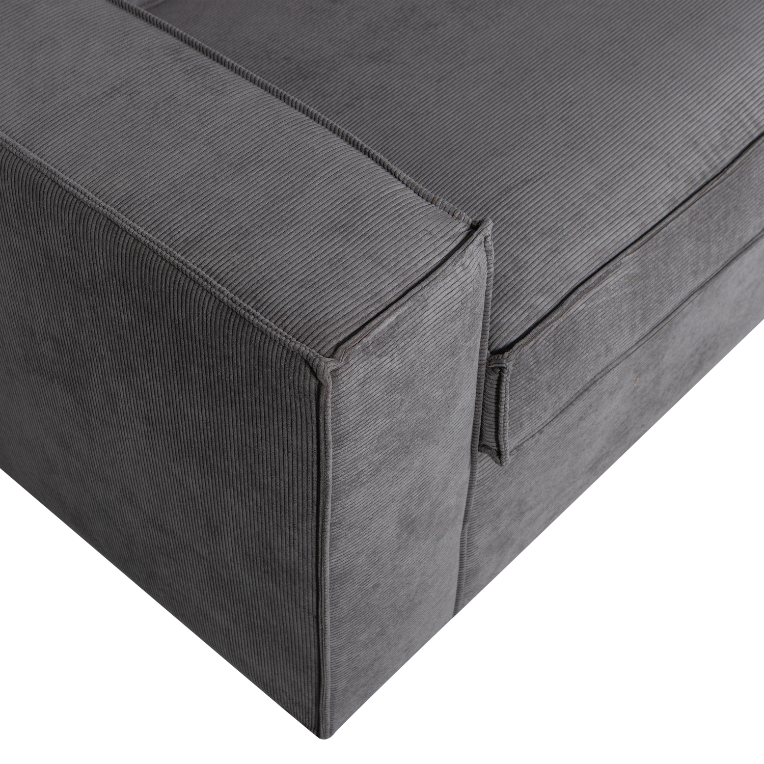 THOMAS CORNER SOFA RIB FABRIC RIGHT DARK GREY