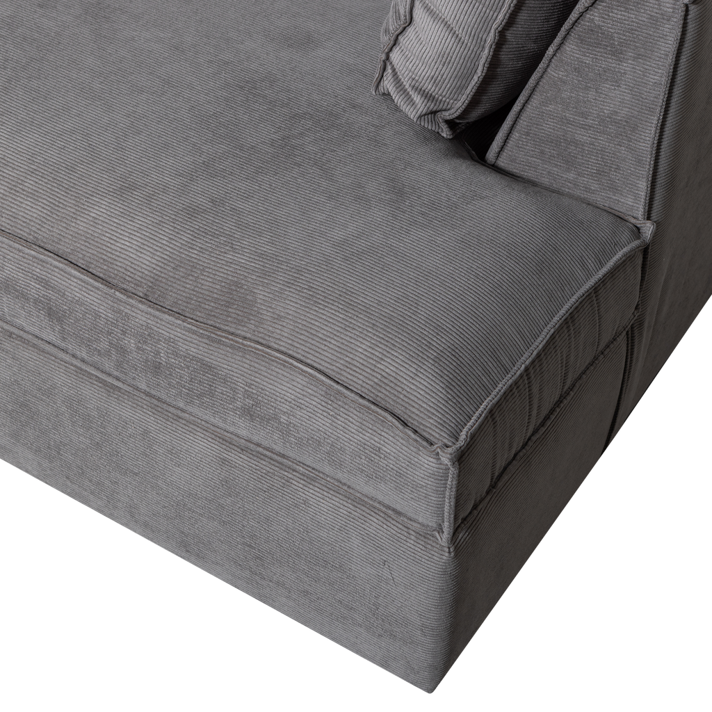 THOMAS CORNER SOFA RIB FABRIC RIGHT DARK GREY