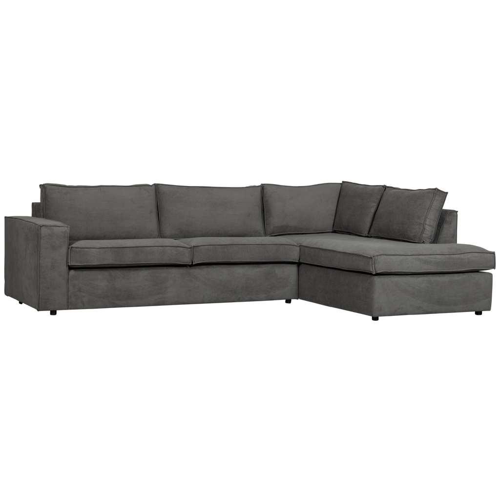 THOMAS CORNER SOFA RIB FABRIC RIGHT DARK GREY