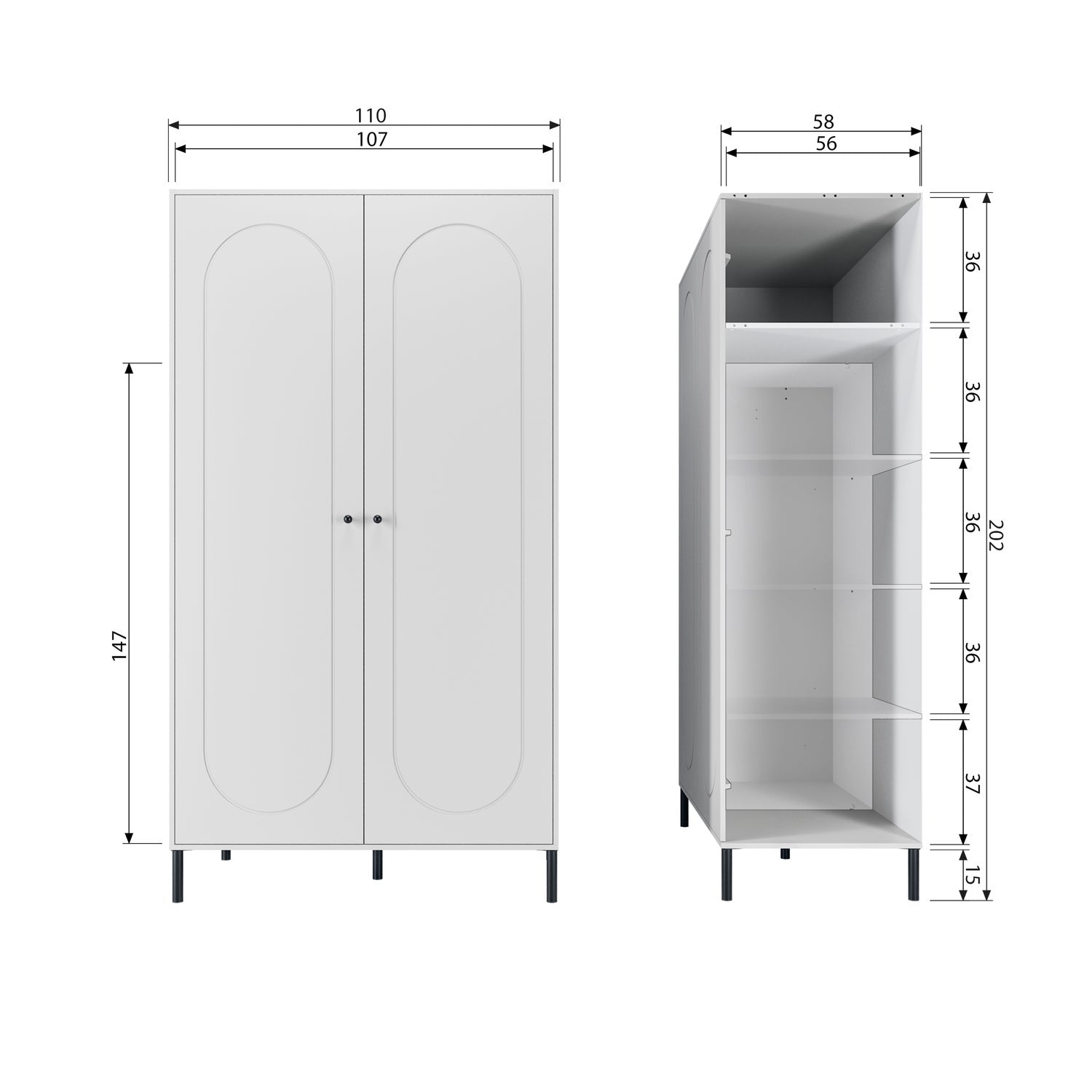 XINA WARDROBE PINE CLOUD GREY [fsc]