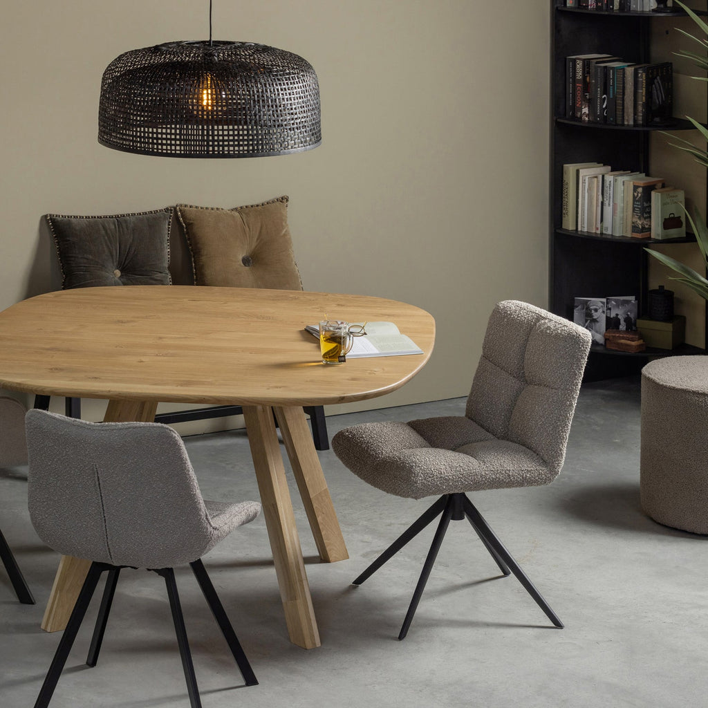 VINNY SWIVEL DINING CHAIR BOUCLE SAND