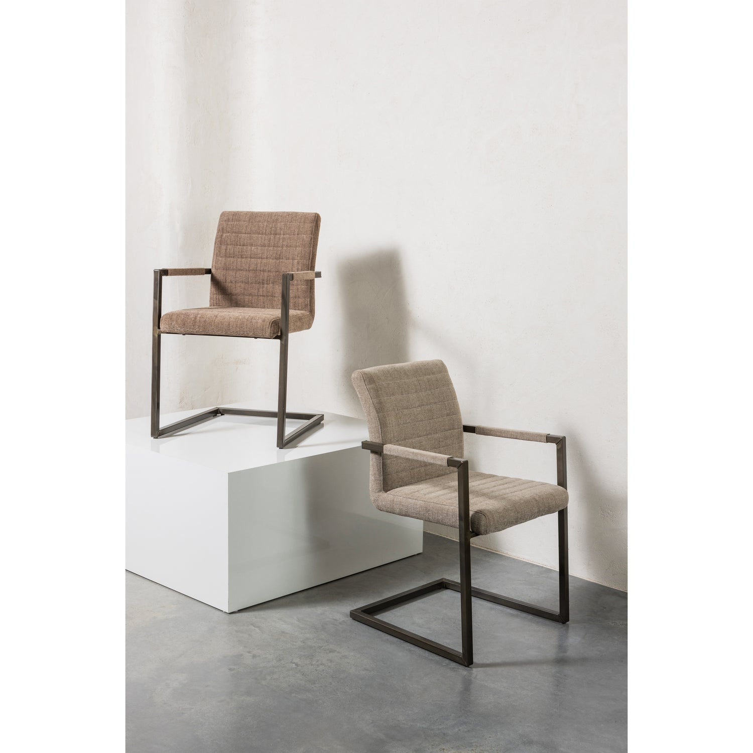 BAS DINING CHAIR WOVEN FABRIC BROWN MELANGE