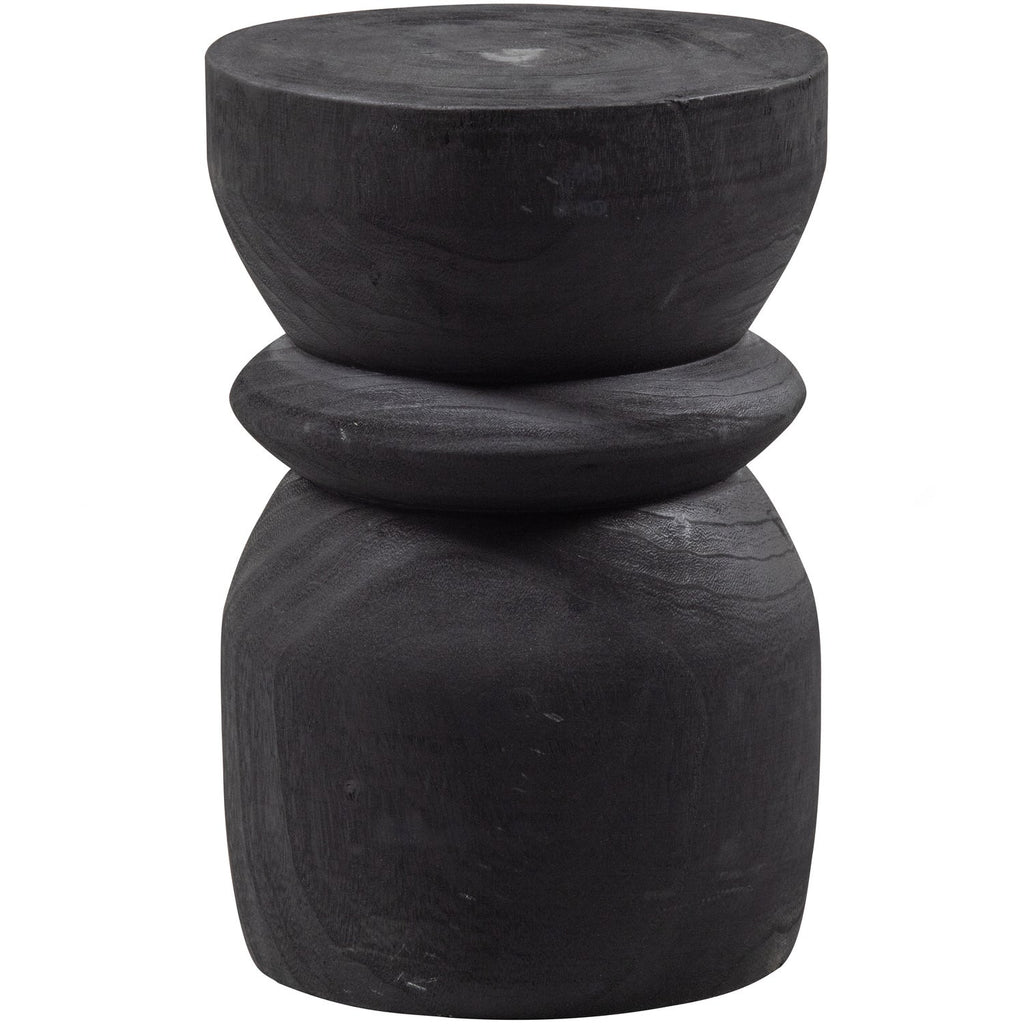 BIKKEL STOOL WOOD BLACK 40xO28CM