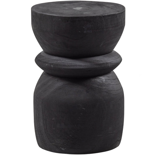 BIKKEL STOOL WOOD BLACK 40xO28CM