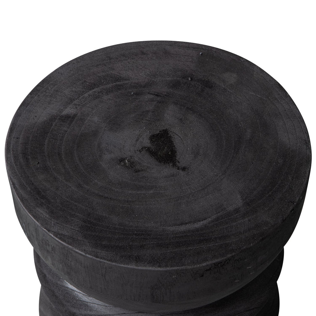 BIKKEL STOOL WOOD BLACK 40xO28CM
