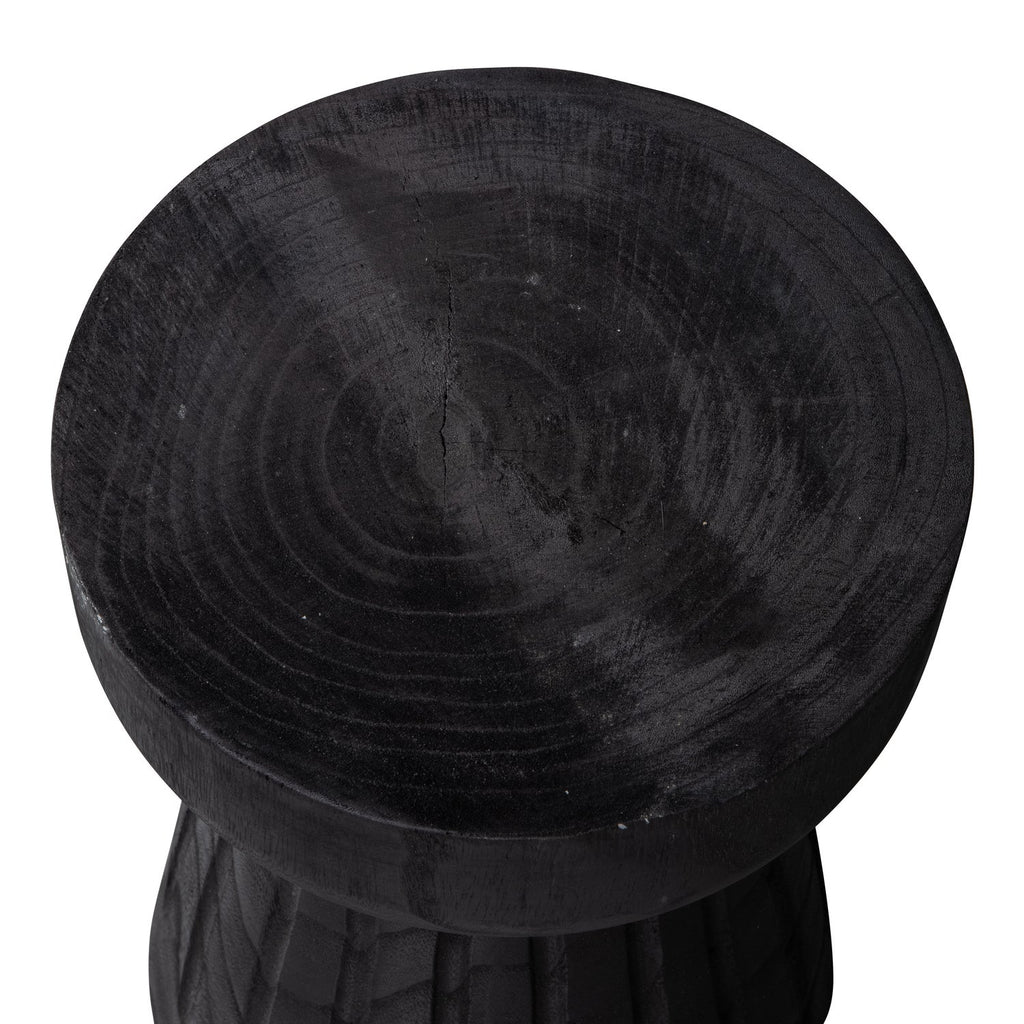 BORRE STOOL WOOD BLACK 40xO28CM