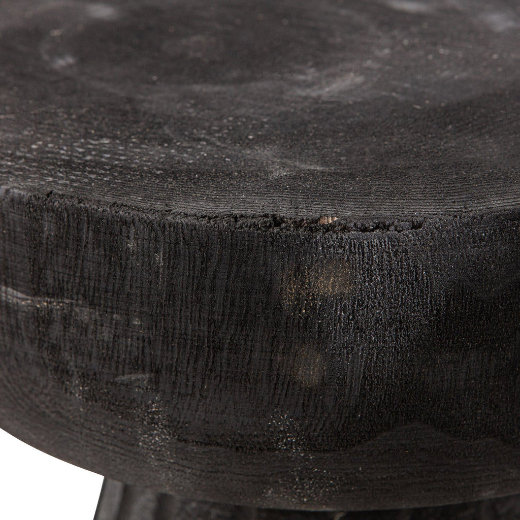 BORRE STOOL WOOD BLACK 40xO28CM