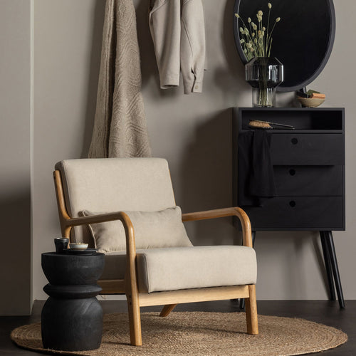 BIKKEL STOOL WOOD BLACK 40xO28CM