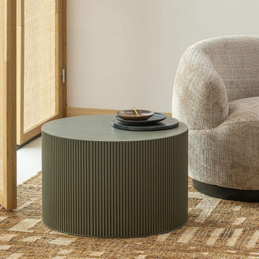 SANNE SIDE TABLE ROUND MDF MILITARY GREEN