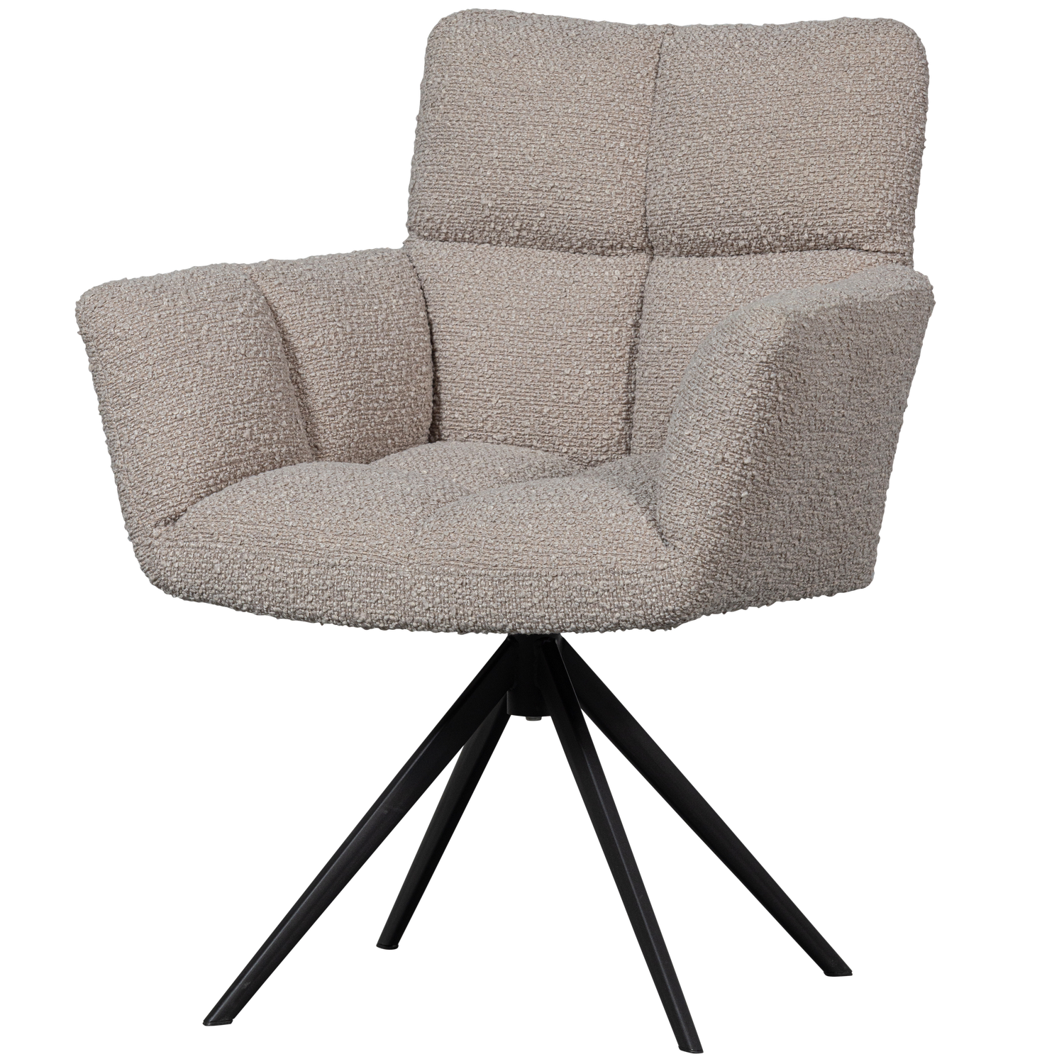 VINNY SWIVEL DINING CHAIR WITH ARMREST BOUCLE SAND