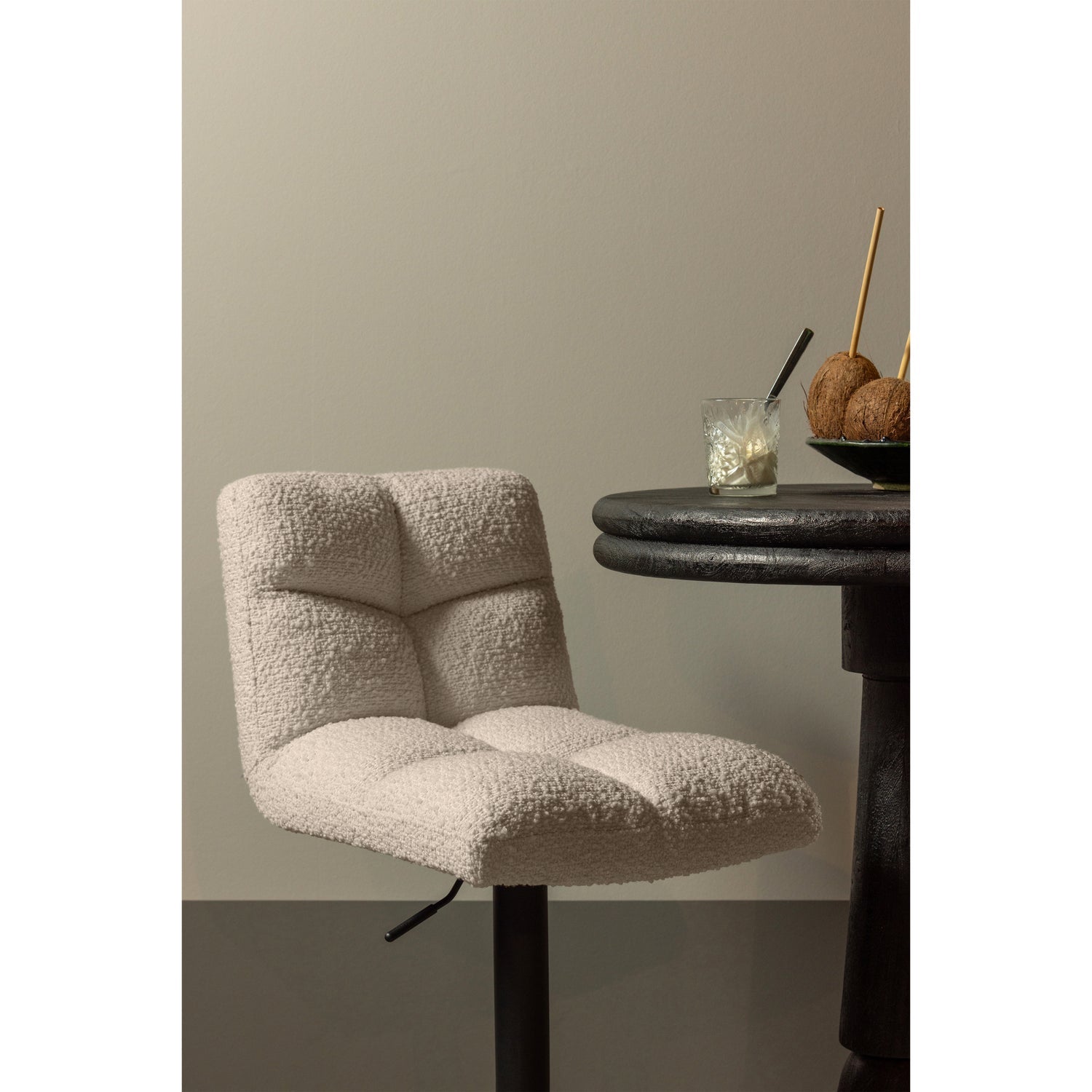 VINNY SWIVEL BAR STOOL BOUCLE SAND