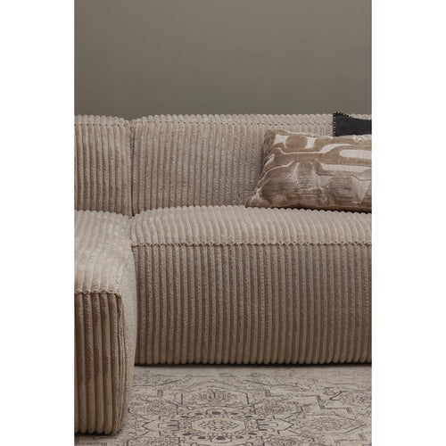 BEAN CHAISE LONGUE SOFA LEFT RIB FABRIC TRAVERTIN