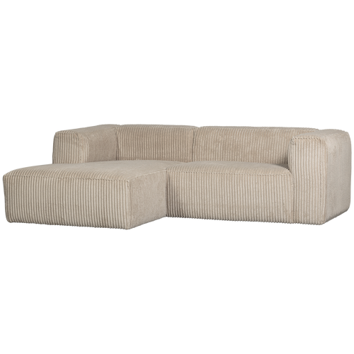 BEAN CHAISE LONGUE SOFA LEFT RIB FABRIC TRAVERTIN