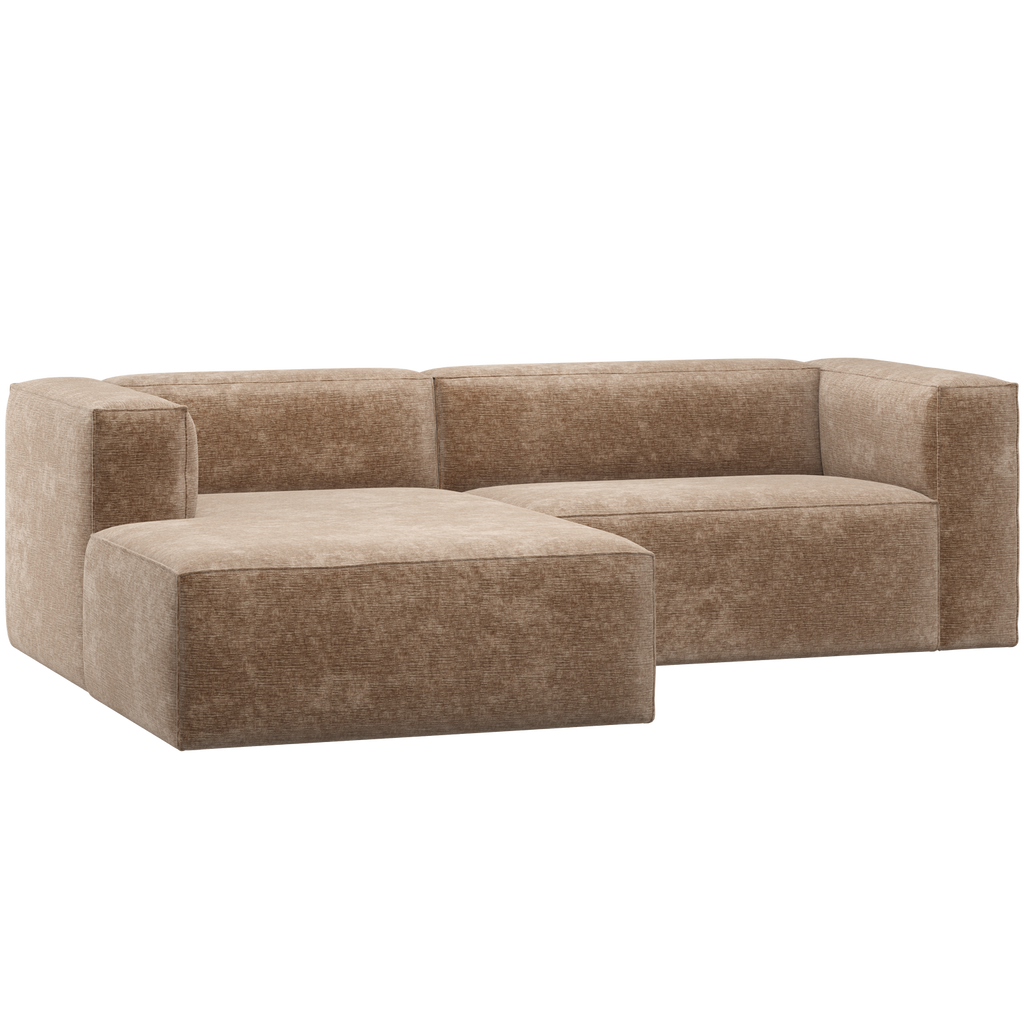 BEAN CHAISE LONGUE SOFA LEFT CHENILLE VELVET TAUPE