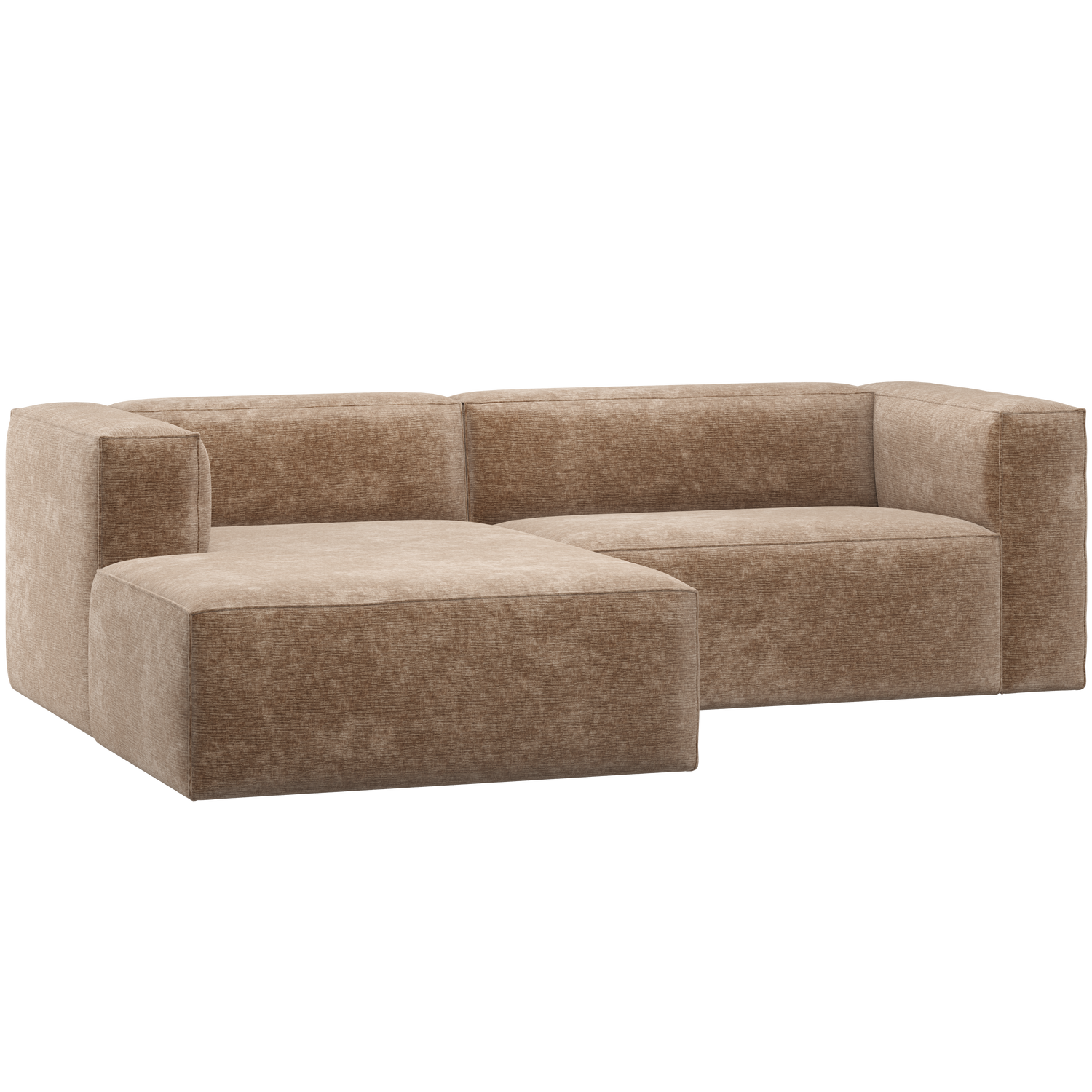 BEAN CHAISE LONGUE SOFA LEFT CHENILLE VELVET TAUPE