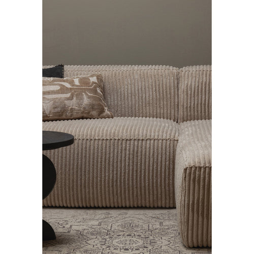BEAN CHAISE LONGUE SOFA RIGHT RIB FABRIC TRAVERTIN