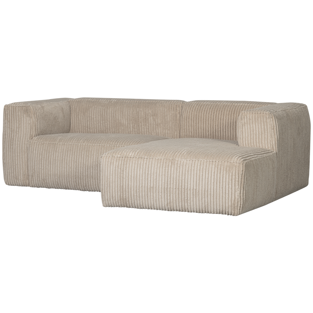 BEAN CHAISE LONGUE SOFA RIGHT RIB FABRIC TRAVERTIN