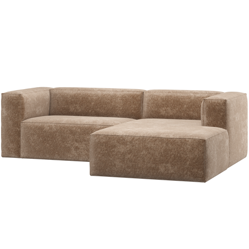 BEAN CHAISE LONGUE SOFA RIGHT CHENILLE VELVET TAUPE